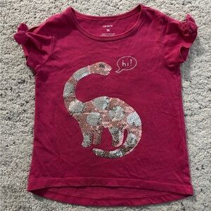Carter's Pink Bow Short Sleeve Sequence Dinosaur Tee Size 3T